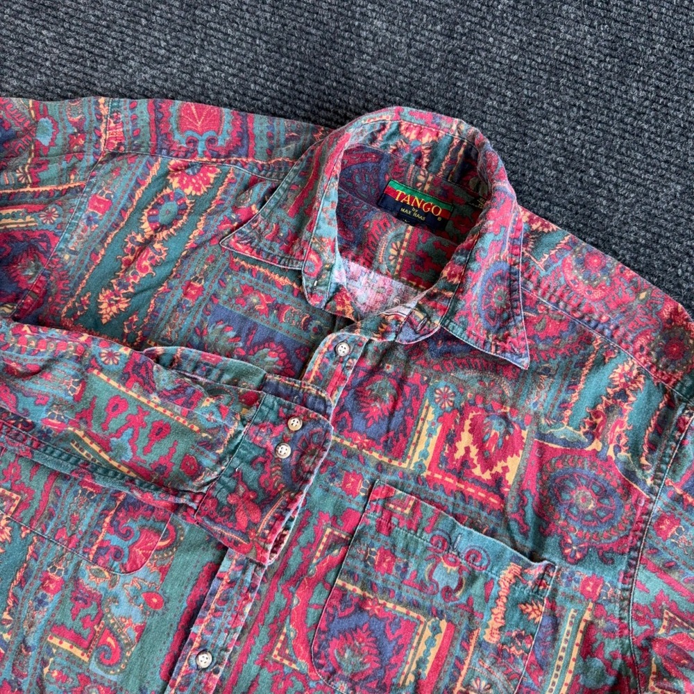 Vintage 90s Tango by Max Raab Shirt Mens L Southwestern Paisley USA Cotton